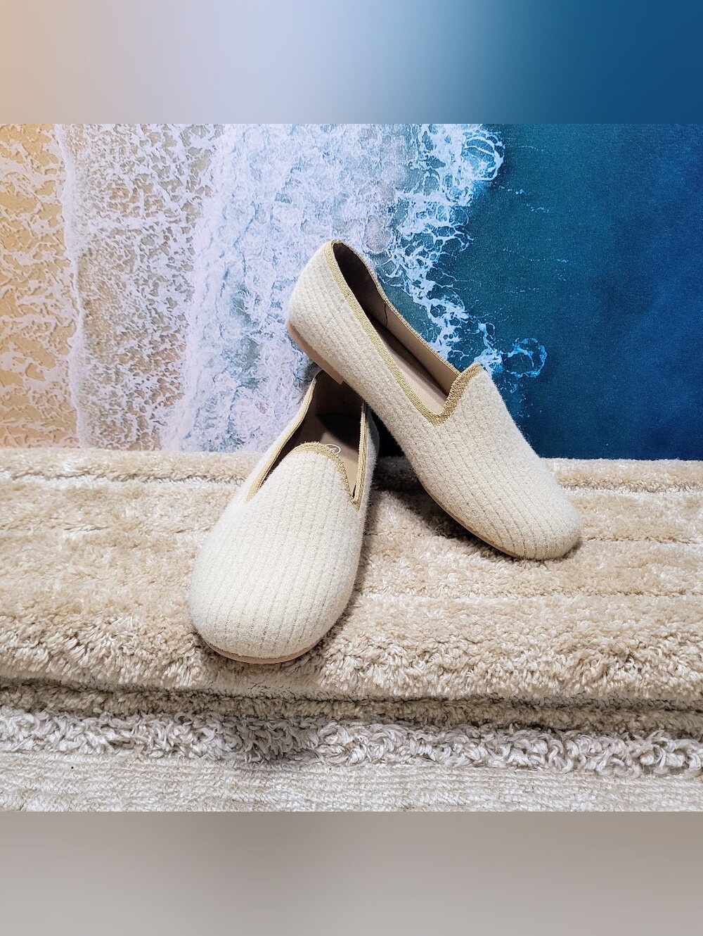 VIVAIA Cream Knit Slip-On Loafers — Lightweight Women's Flats 8 - Picture 10 of 14
